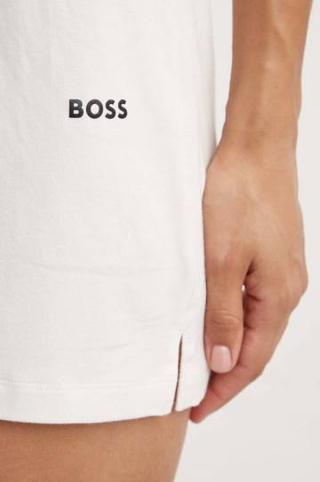 Шорты лаунж BOSS цвет белый однотонные высокая посадка Шорты лаунж BOSS цвет белый однотонные высокая посадка