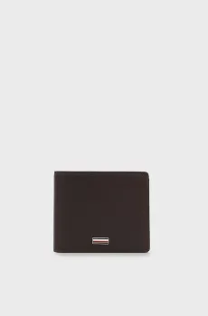 Мужской темно-коричневый кожаный кошелек CENTRAL CC AND COIN Коричневый ONESIZE Tommy Hilfiger AM0AM14496