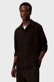 Мужская черная шерстяная рубашка SOLID Черный XXL Calvin Klein LV04LD115G