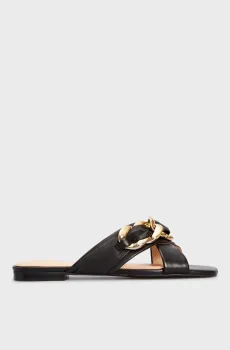 Женские черные кожаные слайдеры SAMEYA Черный 37 Guess FL6SAMLEM03