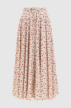 Белая юбка миди из шелка в принт