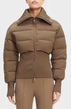 Женская коричневая куртка PADDED RIB WAIST JACKET Коричневый S Calvin Klein K20K205951