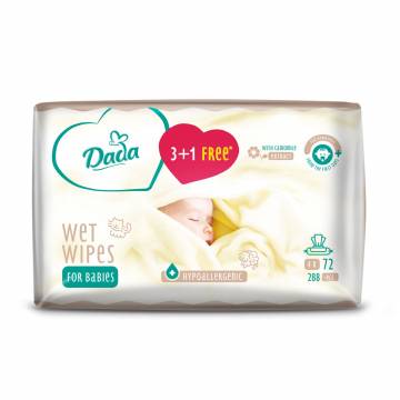 Детские влажные салфетки Dada с рождения, с экстрактом ромашки, 4*72 шт Детские влажные салфетки Dada с рождения, с экстрактом ромашки, 4*72 шт