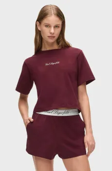 Женская бордовая пижама (топ, шорты) hotel Бордовый XS Karl Lagerfeld A4W45012