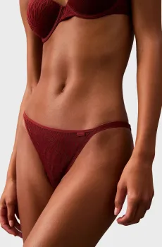 Женские бордовые трусики HIGH LEG TANGA Бордовый XS Calvin Klein 000QF7105E
