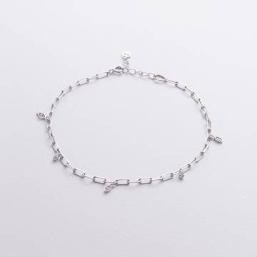 Серебряный браслет с фианитами на ногу 905-01606 Серебряный браслет с фианитами на ногу 905-01606