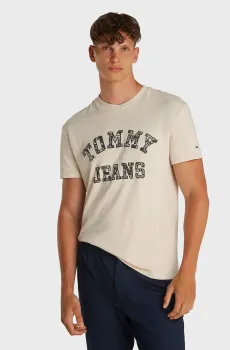 Мужская бежевая футболка TJM REG PAISLEY COLLEGE Бежевый S Tommy Jeans DM0DM20773