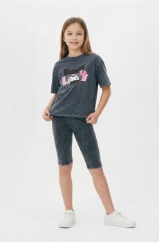 Комплект із футболки з шортами Kuromi - чорний