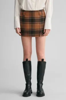 Женская коричневая шерстяная юбка в клетку CHECKED WOOL Коричневый 40 Gant 4400101