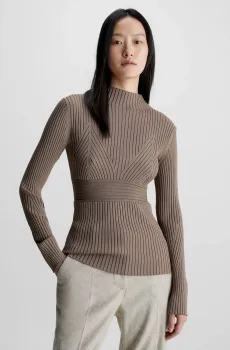 Женский коричневый гольф SENSUAL ICONIC RIB SWEATER Коричневый M Calvin Klein K20K205995