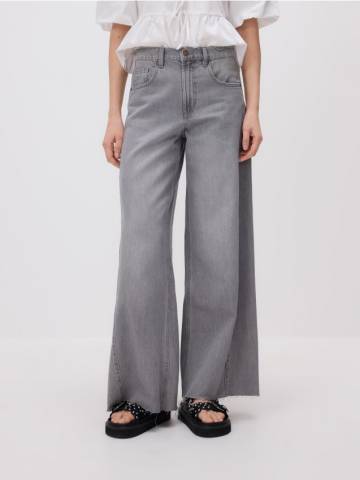 Reserved - Джинси wide leg з прошиванням - світло-сірий - YS068-09J Reserved - Джинси wide leg з прошиванням - світло-сірий - YS068-09J