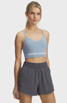 Женский голубой топ Vanish Seamless Low Bra Голубой L Under Armour 1384417-466