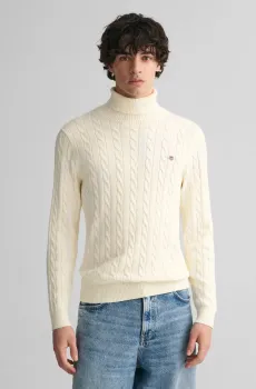 Мужской белый гольф COTTON CABLE TURTLE NECK Белый XL Gant 8050607