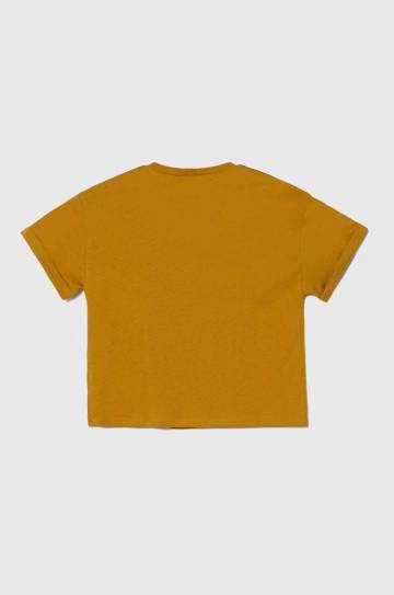 Детская хлопковая футболка United Colors of Benetton цвет жёлтый Детская хлопковая футболка United Colors of Benetton цвет жёлтый