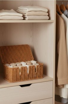 Плетений органайзер для кабелів з кришкою - бежевий