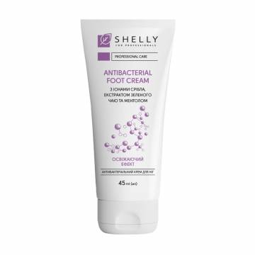 Антибактериальный крем для ног Shelly Antibacterial Foot Cream с ионами серебра, экстрактом зеленого чая и ментолом, 45 мл Антибактериальный крем для ног Shelly Antibacterial Foot Cream с ионами серебра, экстрактом зеленого чая и ментолом, 45 мл