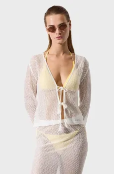 Женский белый топ SIGNATURE CROCHET Белый M Karl Lagerfeld B2W46030