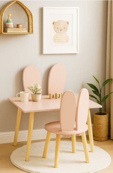 Дитячий столик і стільчик - пастельний рожевий