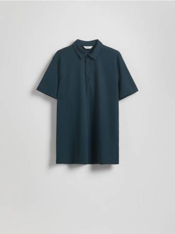 Reserved - Сорочка поло regular fit із текстурованого трикотажу - сіро-зелений - 866DI-96X Reserved - Сорочка поло regular fit із текстурованого трикотажу - сіро-зелений - 866DI-96X