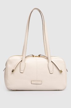 Кожаная сумка Aryna цвета айвори с логотипом