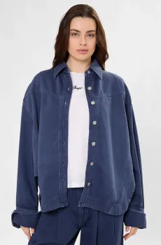 Женская темно-синяя джинсовая рубашка Синий L BOSS 50552520;030