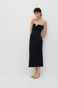 Reserved - Зімята міді-сукня з деталлю - чорний - 459GO-99X