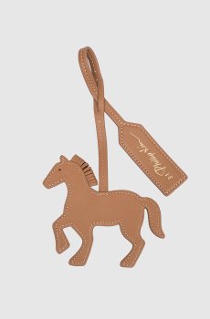 Коричневый кожаный брелок на сумку в виде коня