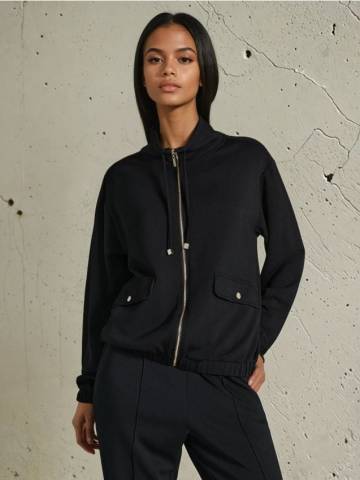 Світшот з коміром-стійкою й застібкою-блискавкою soft touch - чорний Світшот з коміром-стійкою й застібкою-блискавкою soft touch - чорний