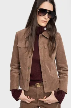 Женский коричневый вельветовый жакет Liam Corduroy Коричневый M ZADIG&VOLTAIRE WWOW01703_WOOD