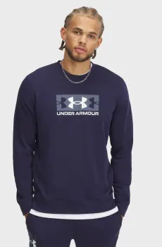 Мужской темно-синий свитшот UA Rival Terry Logo Crew Синий XL Under Armour 1390140-410