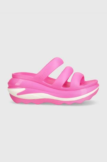 Шлепанцы Crocs Mega Crush Triple Strap женские цвет розовый на платформе 209842 Шлепанцы Crocs Mega Crush Triple Strap женские цвет розовый на платформе 209842