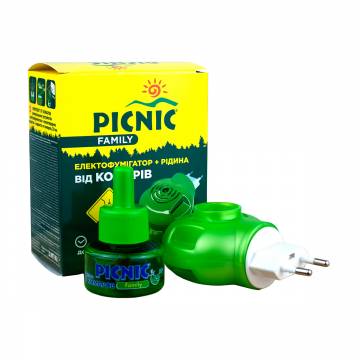 Электрофумигатор Picnic® Family+жидкость от комаров, 45 ночей, 30 мл Электрофумигатор Picnic® Family+жидкость от комаров, 45 ночей, 30 мл