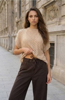 Ажурна в’язана блуза - золотий