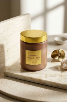 Ароматична свічка Carmel Vanilla Latte - бежевий