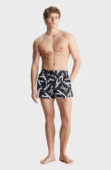 Мужские черные плавательные шорты с узором SHORT DRAWSTRING-PRINT Черный S Calvin Klein KM0KM00968