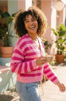 Смугастий кардиган - рожевий