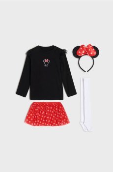 Комплект: блузка, спідниця, ободок та колготки Minnie Mouse - чорний
