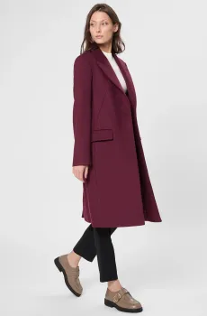 Женское бордовое шерстяное пальто Бордовый 36 BOSS 50548371;505
