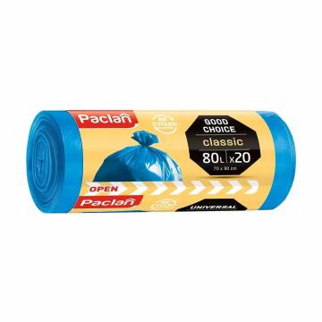 Пакеты для мусора Paclan Good Choice Classic голубые, 80 л, 20 шт Пакеты для мусора Paclan Good Choice Classic голубые, 80 л, 20 шт