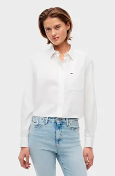 Женская белая рубашка RLX CROP Белый XS Tommy Jeans DW0DW22943