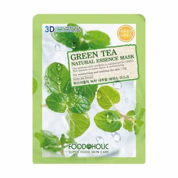 Тканевая 3D-маска для лица Food A Holic Natural Essence Mask Green Tea с экстрактом зеленого чая, 23 г Тканевая 3D-маска для лица Food A Holic Natural Essence Mask Green Tea с экстрактом зеленого чая, 23 г