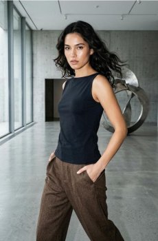 Гладкий топ без рукавів - чорний