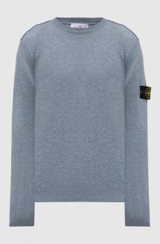 Голубой свитер из шерсти с логотипом