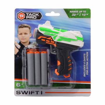 Детский дартбластер Tack Pro Swift I с 6 патронами, от 6 лет, 11 см (6337444) Детский дартбластер Tack Pro Swift I с 6 патронами, от 6 лет, 11 см (6337444)