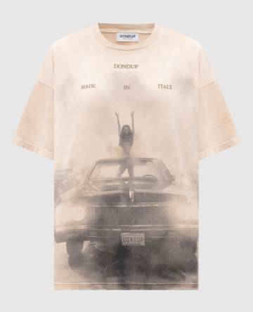 Бежевая футболка с принтом