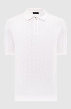 Белое поло с шелком в узор