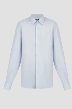 Мужская голубая льняная рубашка Голубой 40 Karl Lagerfeld 542667.605000;620