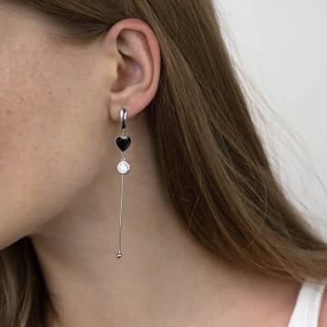 Серебряные серьги "Сердечки" (эмаль, фианит) 122789 Серебряные серьги "Сердечки" (эмаль, фианит) 122789