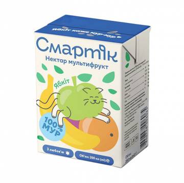 Детский нектар Смартік Мультифрукт, от 3 лет, 200 мл Детский нектар Смартік Мультифрукт, от 3 лет, 200 мл