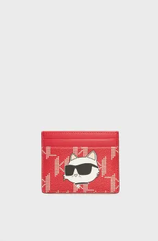Женский красный кардхолдер с узором K IKONIK 2.0 Красный ONESIZE Karl Lagerfeld 240W3241